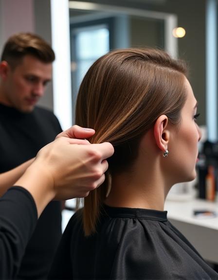 Coiffeur réalisant une coupe de cheveux sur-mesure dans un salon à Lyon