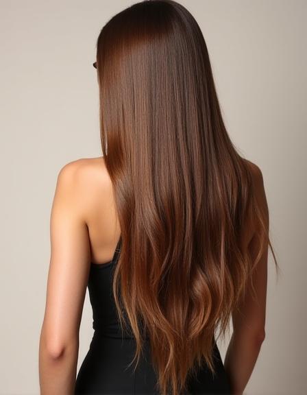 Femme avec une chevelure longue et volumineuse grâce à des extensions capillaires