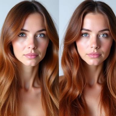 Avant et après une transformation capillaire par coloration